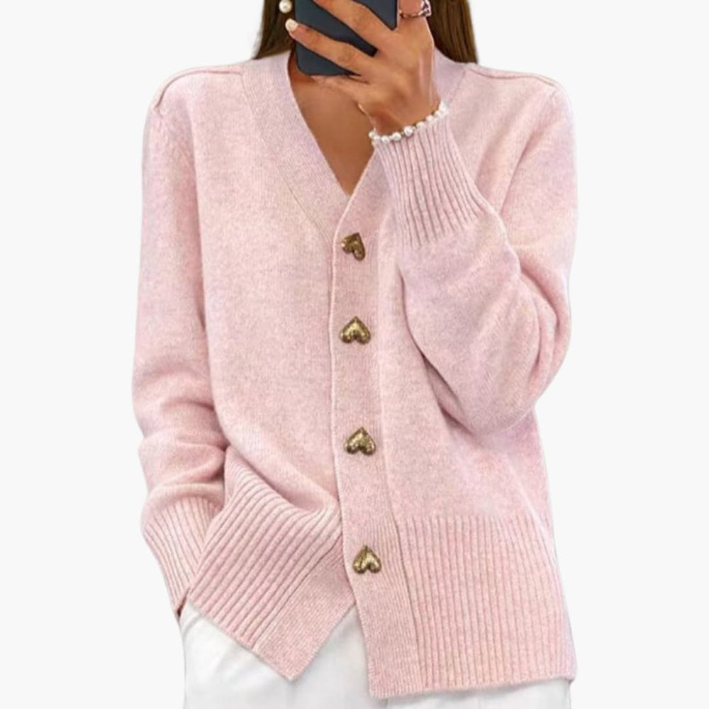 Stella | Elegante Strickjacke mit Herzknöpfen