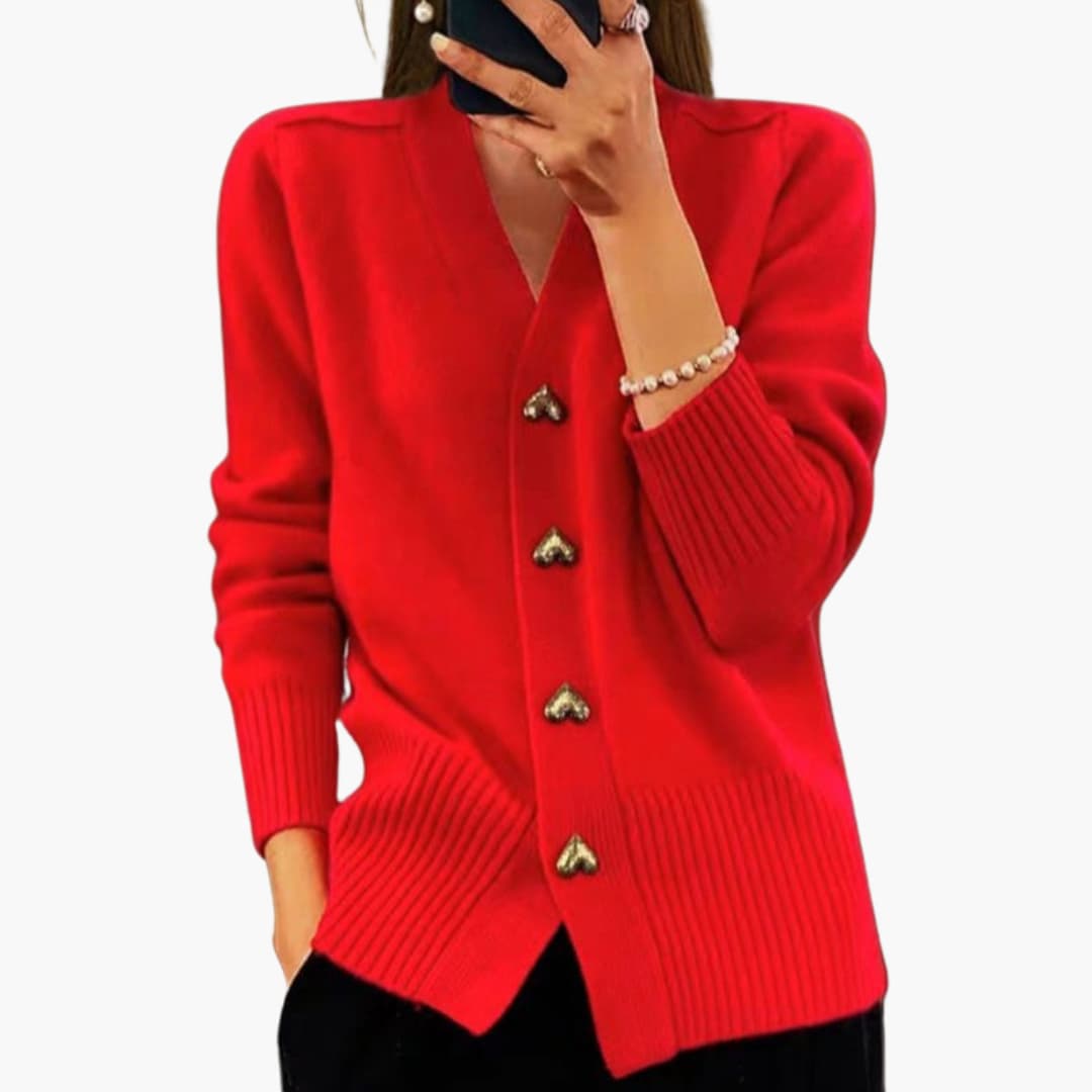 Stella | Elegante Strickjacke mit Herzknöpfen